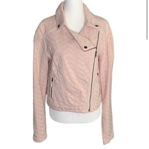 Free People Blush Pink Cotton Moto Jacket size 10